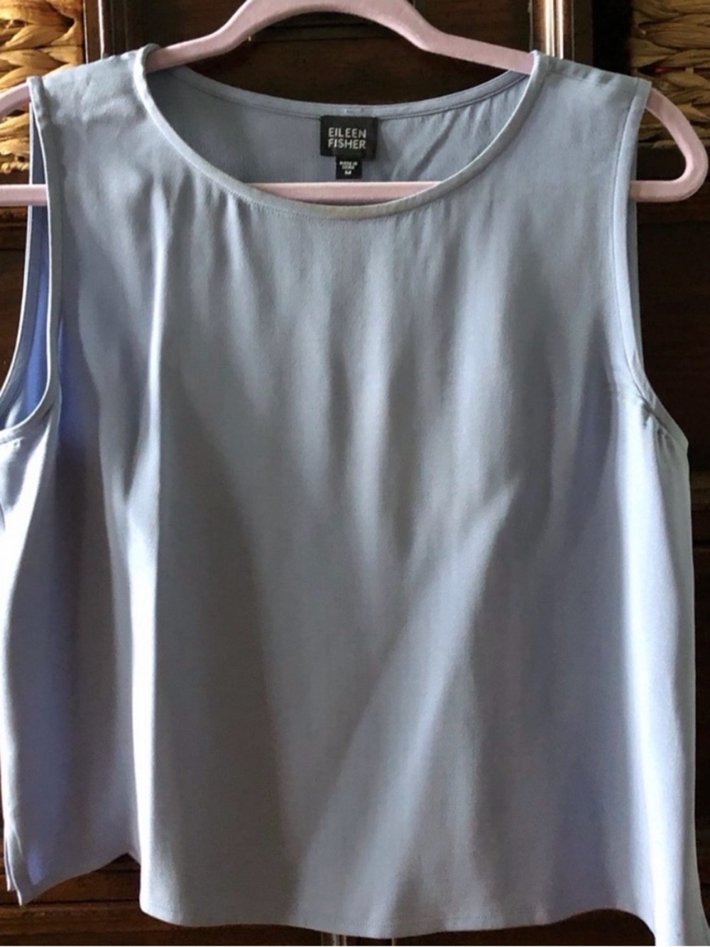 Two-Piece Eileen Fisher Cornflower Blue Skirt and Sleeveless Top Set - Picture 5 of 7